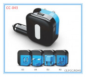 Dual USB Outputs Car Charger Travel Adapter 2 in 1 (CC-043)