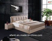 Enviromental Bedroom Furniture Modern Leather Bed (J075)