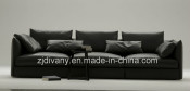 European Modern Classics Fabric Sofa Black Leather Sofa D-74-D (R) +B+D (L)