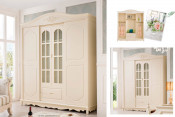 European Style Antique Royal Luxury Bedroom Furniture Set White Wedding Four Door Wardrobes (JB-8006A)