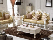 European Style Genuine Leather Sofa with Coffee Table 2015