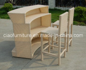 F-8019 Garden Bar Furniture Outdoor Bearch Rattan Bar Set