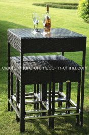 F-Gt5089+ Gt3078 Saving Space Outdoor Patio Bar Rattan Bar Set