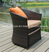 F-K-9082 Outdoor Garden Rattan Armchair with Wicker Ottoman