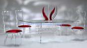 Fashion Red Acrylic Oblong Clean Dining Table Wedding Chair