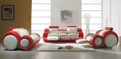 Fashion Round Armrest Chinese Leather Sofa with Table (SF63)