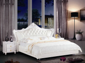 Fashionable Bedroom/Home Furniture Elegant White Leather Prince Bed (23#)