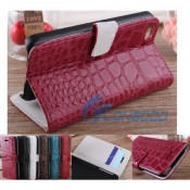 Flip Button Leather Case with Credit Card Slots & Holder for iPhone 5c