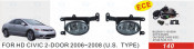 Front Fog Lamp for Honda Civic 2-Door 2006-2008 (U. S. Type)