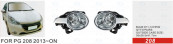 Front Fog Lamp for Pg 208 2013-on