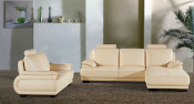 Furniture Hot Cream Leather Sofa with Armrest (S058)