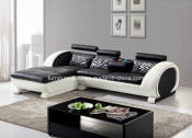 Home Furniture Round Armrest Leather Sofa Set (S014)