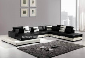 Hot Big Wood Frame High Density Sponge Corner Leather Sofa (S023)