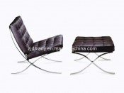 Italian Leather Single Sofa with Footrest