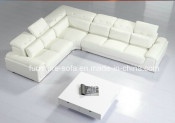 Italy Leather Furniture Cream Sofa with High Back (S301)