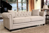 Ivory Tufted Fabric Sofa (L. A02)