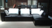 Leisure Black Leather Sectional Chaise Sofa Furniturer (N855)