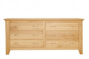 Low 6 Drawer Wide Wooden Chest Furniture