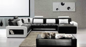 Low Back White Red Big Corner Leather Sofa with Lockers (S067)