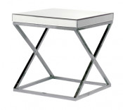 Mirror Furniture Side End Table with Mirrored Glass Veneer