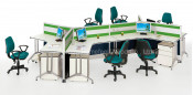 Modern 120 Degree Angled Workstation with Partition Panel (HF-YT604)