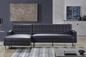 Modern Black Leather Sofa with Steel Legs (JP-sf-239)