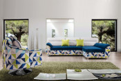 Modern Fabric Corner Sofa Bed with Storage Swivel Chair