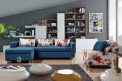 Modern Fabric Corner Sofa Bed with Storage and Adjustable Backrest