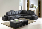 Modern Fashion Living Room Wood Frame Sponge Corner Leather Sofa (S022)