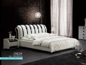 Modern Furniture Home Hotel Soft Double Leather Bed (J302 #)