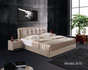 Modern Leather Hotel & Bedroom Furniture with Bedstands (J075)