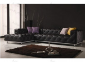 Modern Living Room Furniture Set with Black Tufted Leather Sectional Sofa (JP-sf-251)