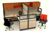 Modern Office Partition with Hang Cabinet, Office Furniture Supplier (HF-YZ801)
