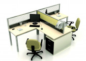 Modern Office Workstation Partition with Fabric and Glass (HF-YZ031)