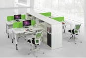 Modern Office Workstation with Hutch Cabinet for 4 Person (HF-CA004)