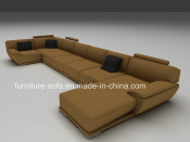Modern Villa Furniture Chinese Leather Sofa with Soft Back (SF260)