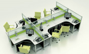 New Design Layout 6 Seats Office Partition Cubicles Workstation (HF-YZ033)
