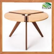 New Designer Small Round Coffee Table with Bamboo