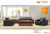 Office Black Genuine Leather Sofa Set with Wooden Frame (HY-S926)