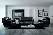 Office Furniture Black Top Cow Leather Sofa Set (SO36)