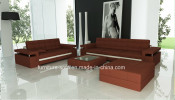 Office Furniture Wood Frame Top Leather Chaise Sofa (SF157)