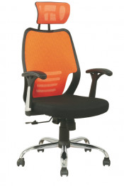 Orange High Back Director Mesh Chair with Headrest Fs-800