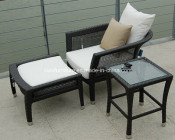 Outdoor Chair with PE Rattan & Waterproof Cushion