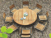 Outdoor Dining Set with Teak Stainless Steel Wooden Furniture
