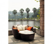 Outdoor Sofa-Polyrattan Lounge Aluminum Sofa Bed (S0049)