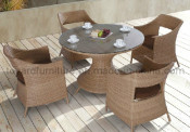 Outdoor Wicker Furniture Set-Restaurant/Garden Table and Armest Chairs