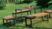 Patio Rattan/Wicker Bistro Bench Chair and Table Set-Garden/Outdoor Furniture