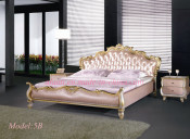 Pink Elegant Leather Royal Bedroom Furniture Double Bed (5B)
