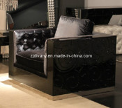 Post-Modern Wood & Fabric Seat Sofa