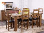 RC Solid Oak Rustic Dining Table Set